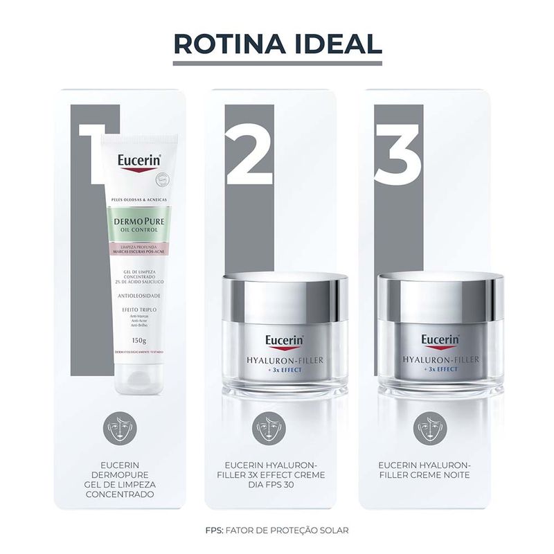 EUCERIN Creme Hidratante Facial Anti-Idade Dia Hyaluron-Filler + 3x Effect FPS30 50ml