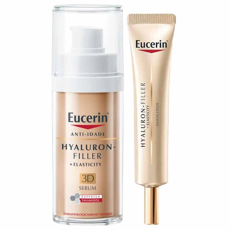 Eucerin Hyaluron-filler Elasticity Kit – Creme Anti-Idade Para Área dos Olhos + Sérum Facial Para Peles Maduras Para todos os tipos de peles Kit